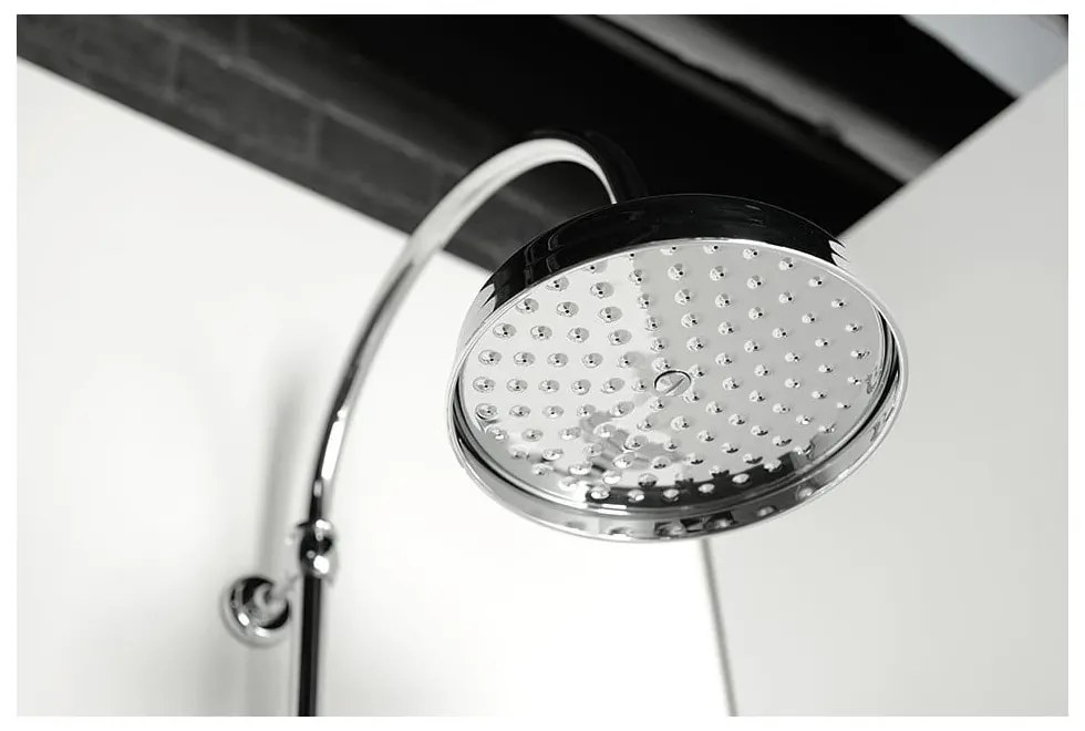 Set de duș argintiu lucios din alamă 142 cm cu robinet termostatic cu duș suspendat/cu duș de mână Antea – Sapho