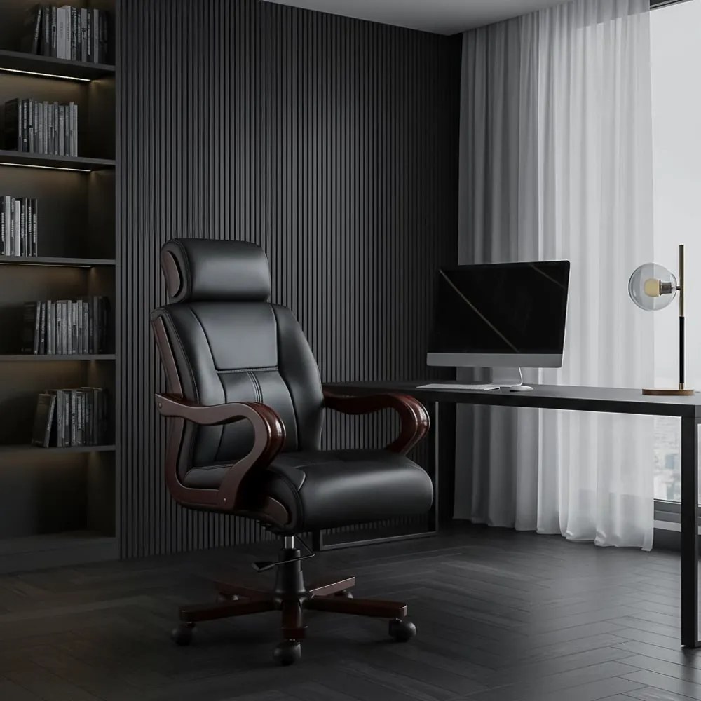 Fotoliu directorial cu masaj în 7 puncte din piele ecologică OFF 1662 negru