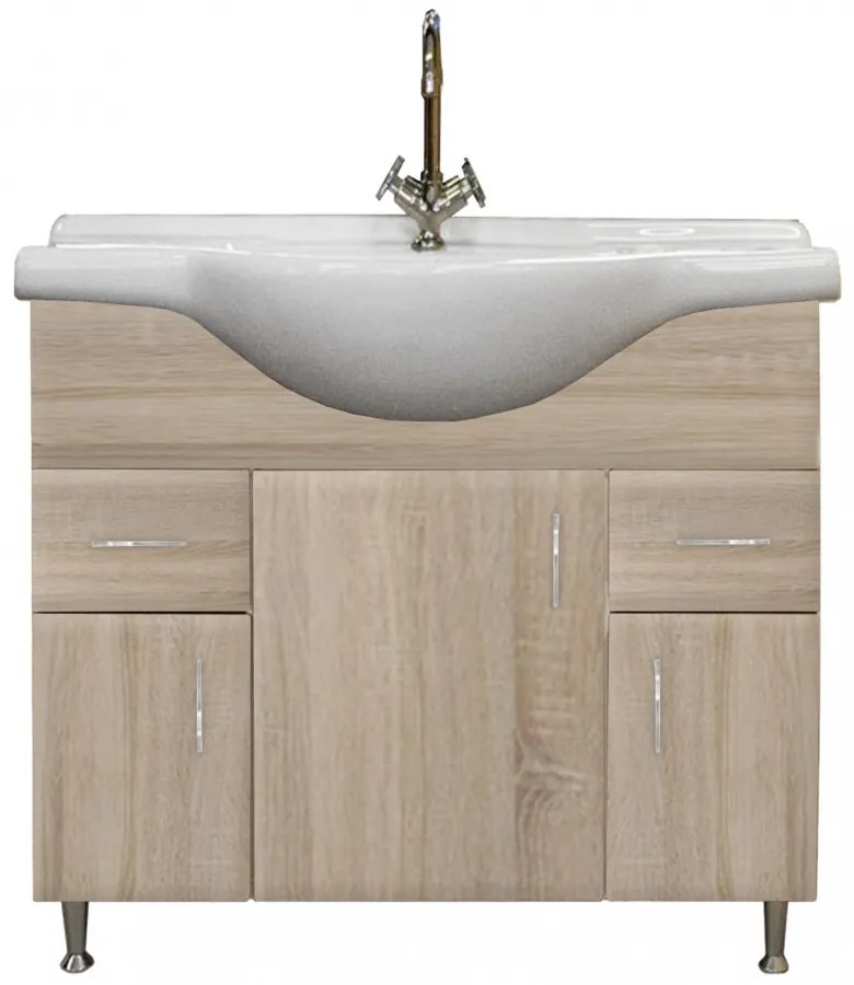 Dulap inferior Bianca Plus 85 cu lavoar, culoare stejar sonoma