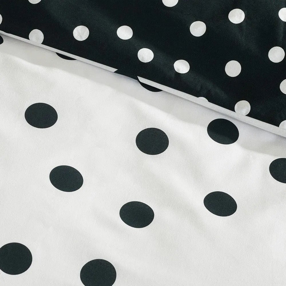 Lenjerie de pat alb-negru pentru pat dublu cu 3 piese 200x200 cm Polka Dot – Catherine Lansfield