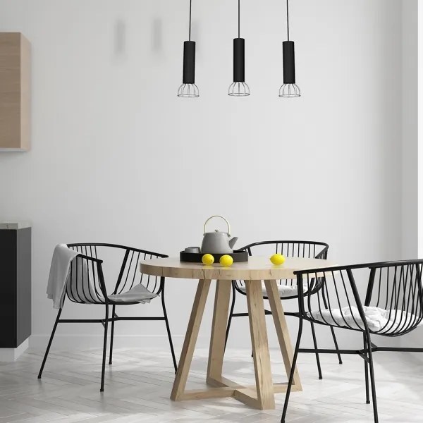 Lustră pe cablu DANTE 3xGU10/25W/230V neagră/crom lucios