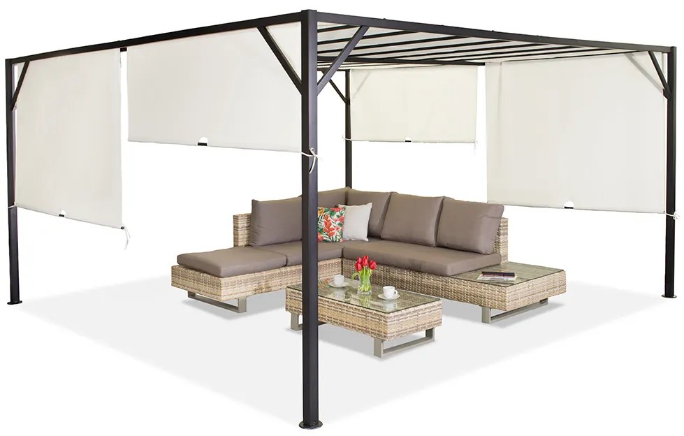 Pergolă grădină Santorini 4 x 4m crem Garden Point