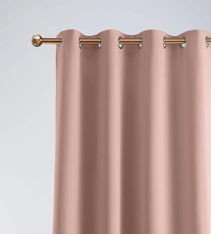 Draperie opacă cu inele, roz pudrat 140 x 280 cm 140x280