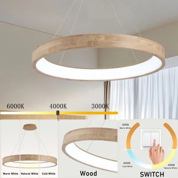 Brilagi - Lustră suspendată pe cablu FALCON WOOD LED/60W/230V 3000/4000/6000K 80 cm din lemn