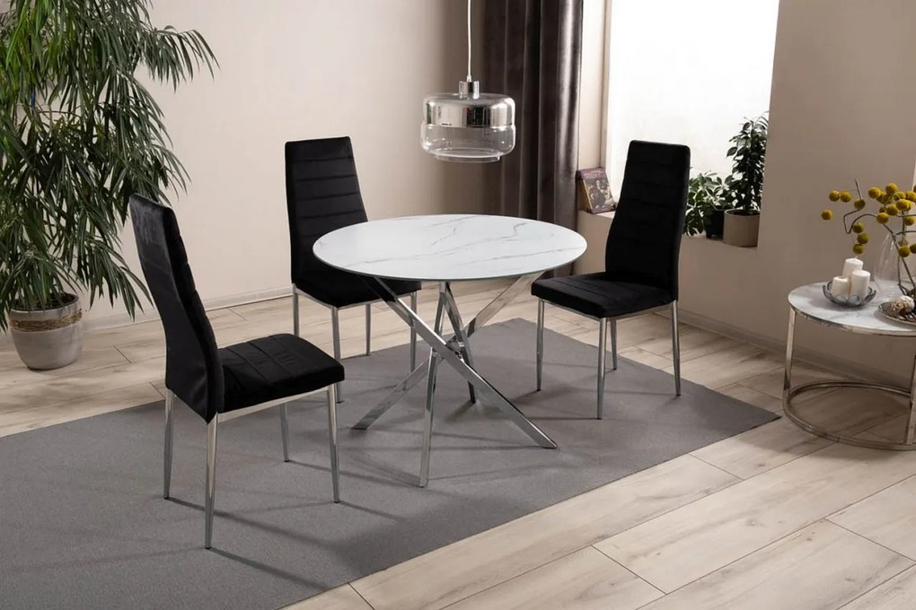 Masa rotunda Agis marmura alba/argintiu ø90/h71 cm