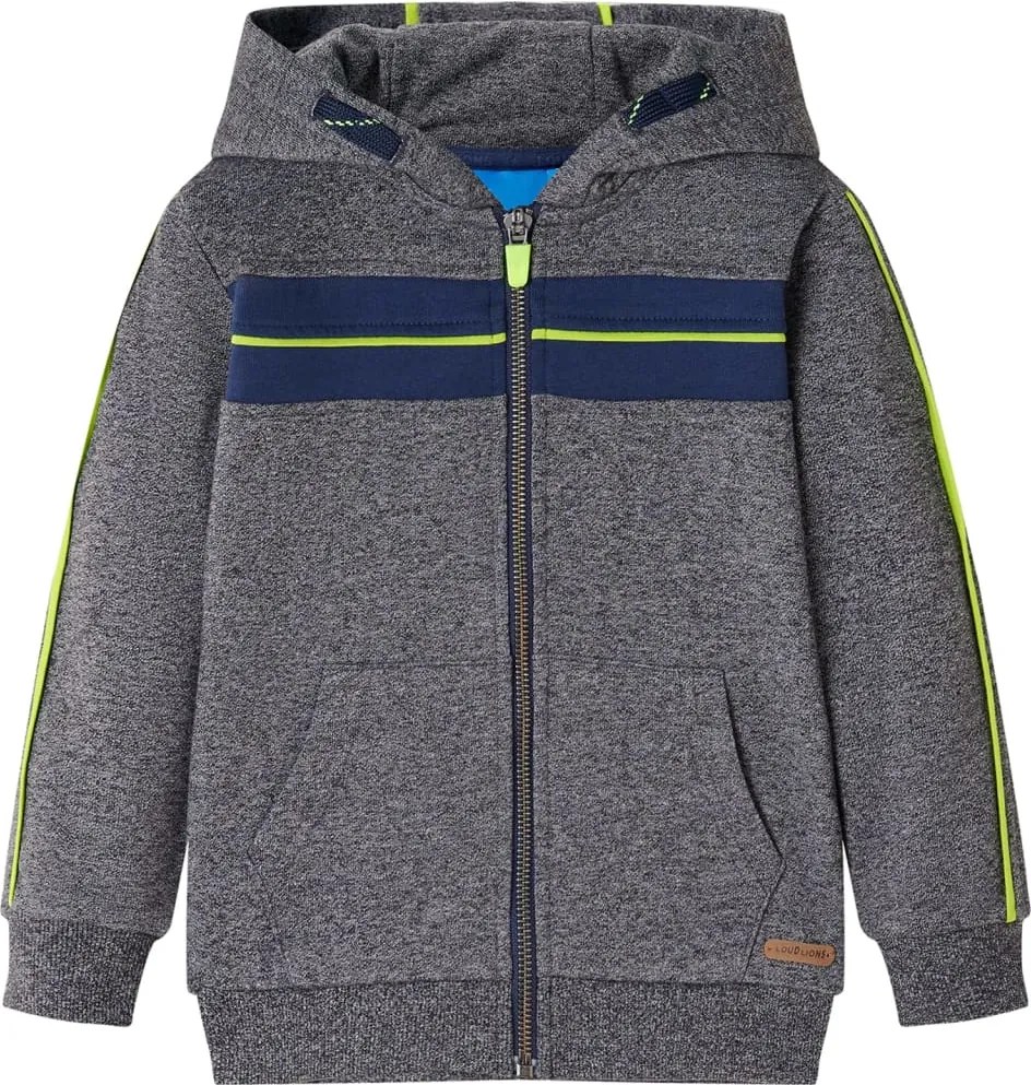 vidaXL Hanorac pentru copii cu glugă și fermoar, gri melanj, 92