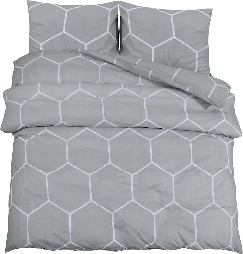 vidaXL Set cu husă de pilotă, gri, 140x200 cm, bumbac