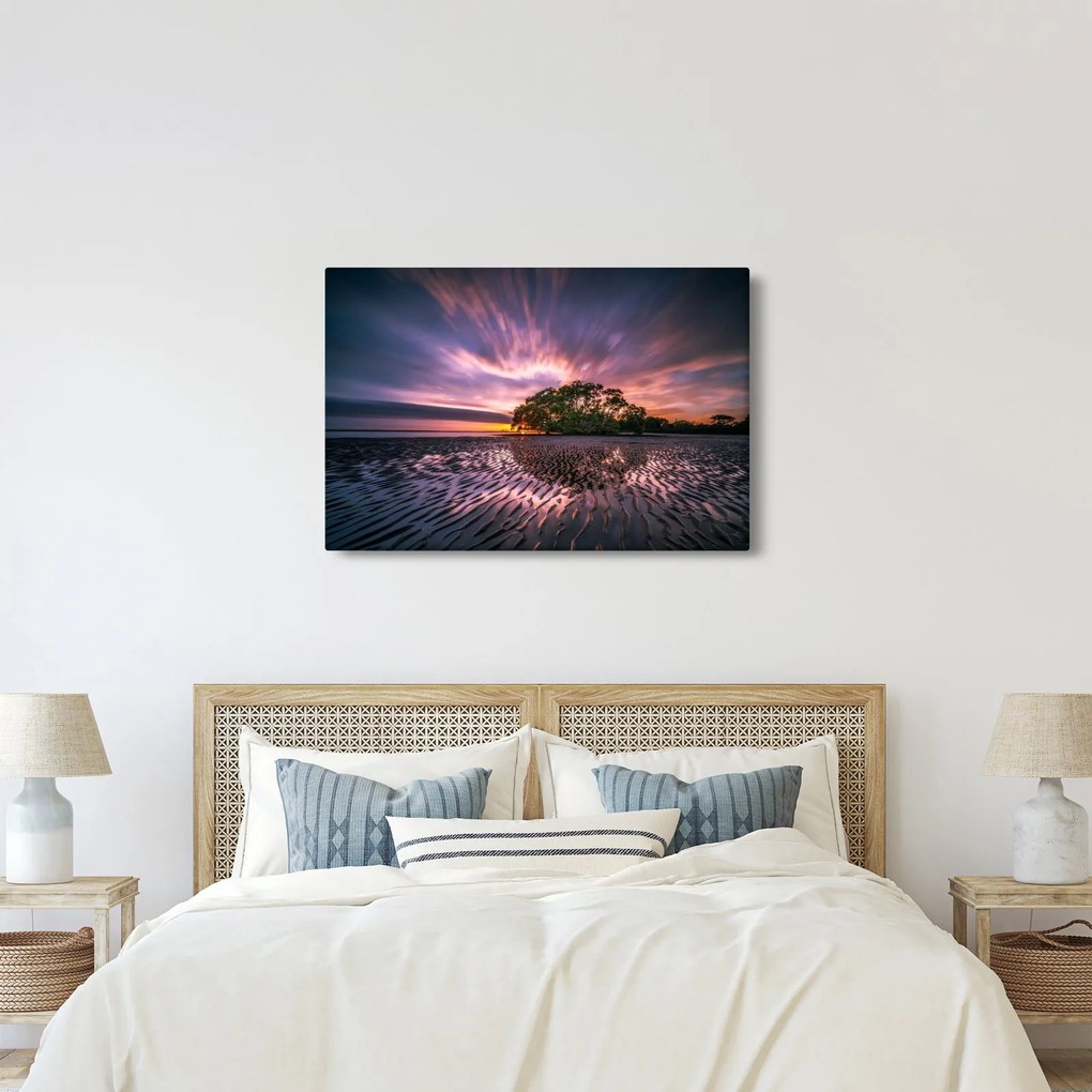 Tablou cu plajă în apus de soare (90x60 cm)