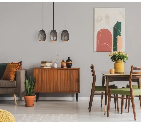 ITALUX MDM-3480/3 GR+GD - Lustră pe cablu HARLEY 3xE27/40W/230V antracit