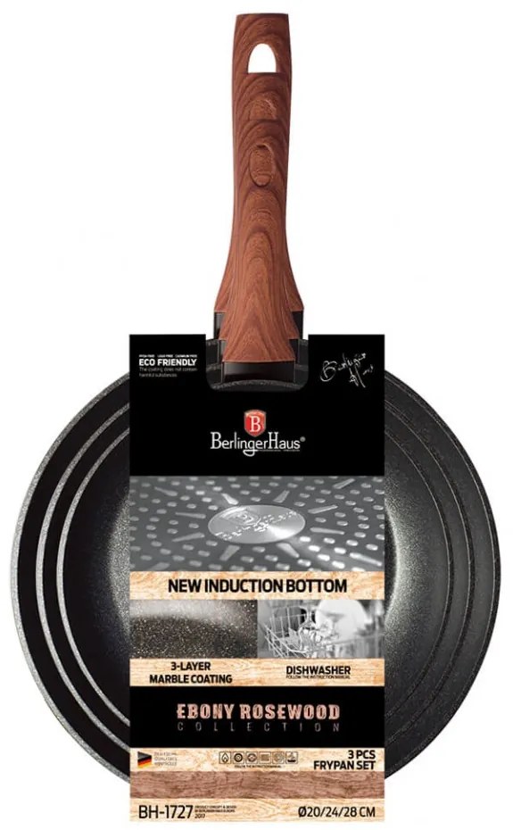 Set tigai marmorate (3 piese) din aluminiu forjat Ebony Rosewood Collection Berlinger Haus BH 1727