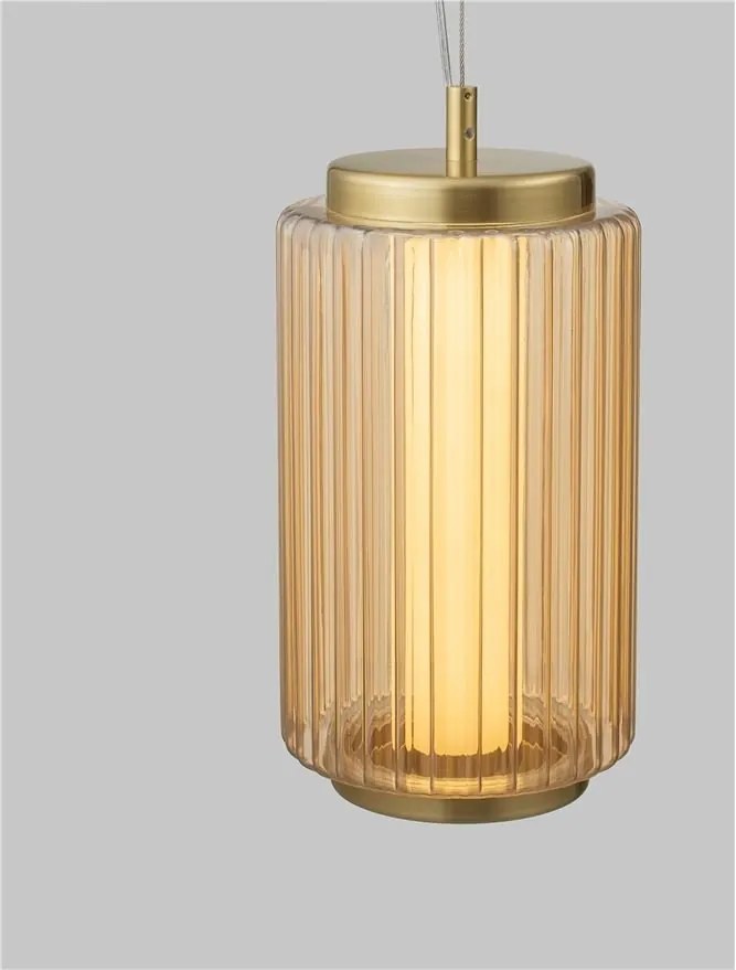 Pendul LED modern, Metal, Sticla, Chihlimbar, VESPER