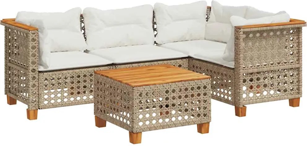 vidaXL Set canapele de grădină cu perne, 5 piese, bej, poliratan