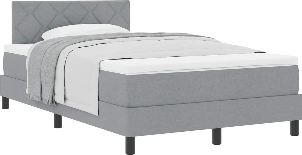 vidaXL Pat cu arcuri cu saltea Gri deschis 120 x 190 cm țesătură