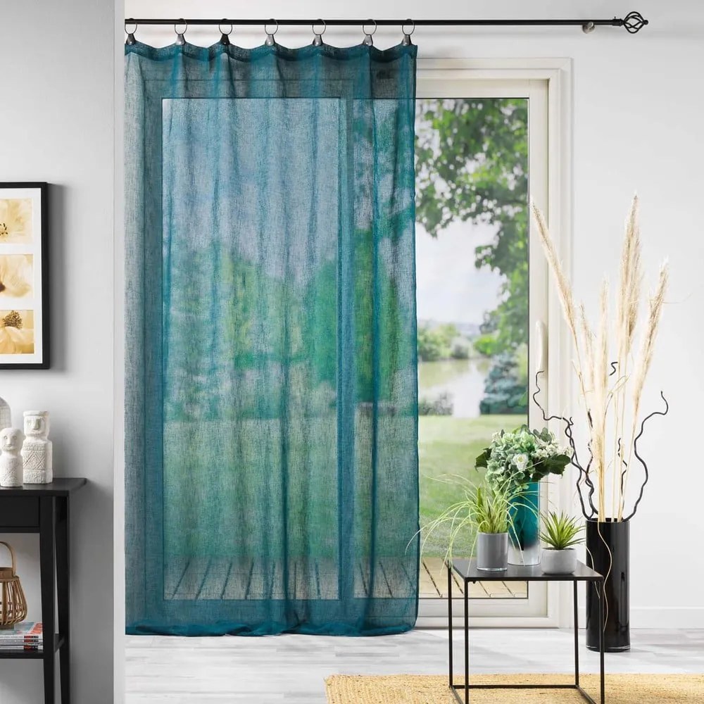 Perdea albastră din voal 140x240 cm Linka – douceur d'intérieur