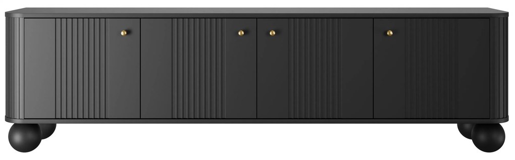 Dulap TV Vesper 4D 187 cm - negru / mânere aurii