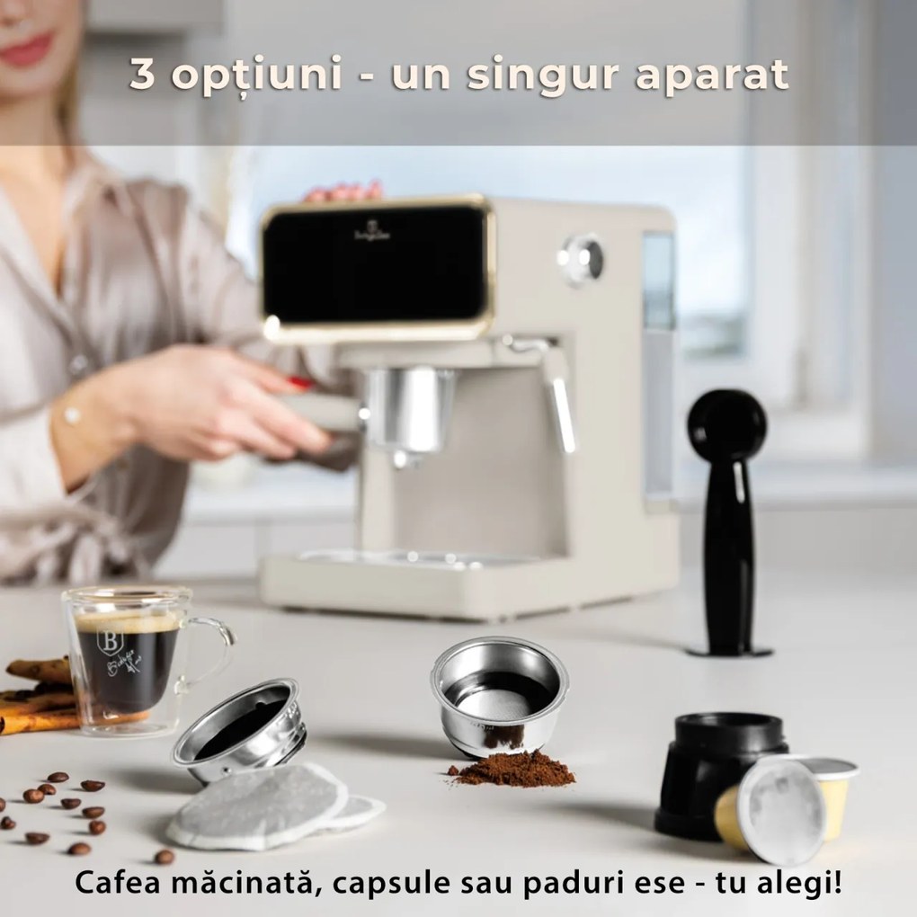 Espressor digital 3 in 1 Sahara Berlinger Haus BH/9847, crem mat