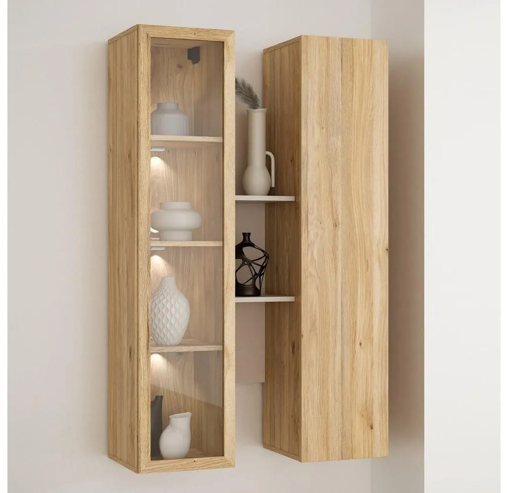 Poliță de perete INAR, stejar/bej