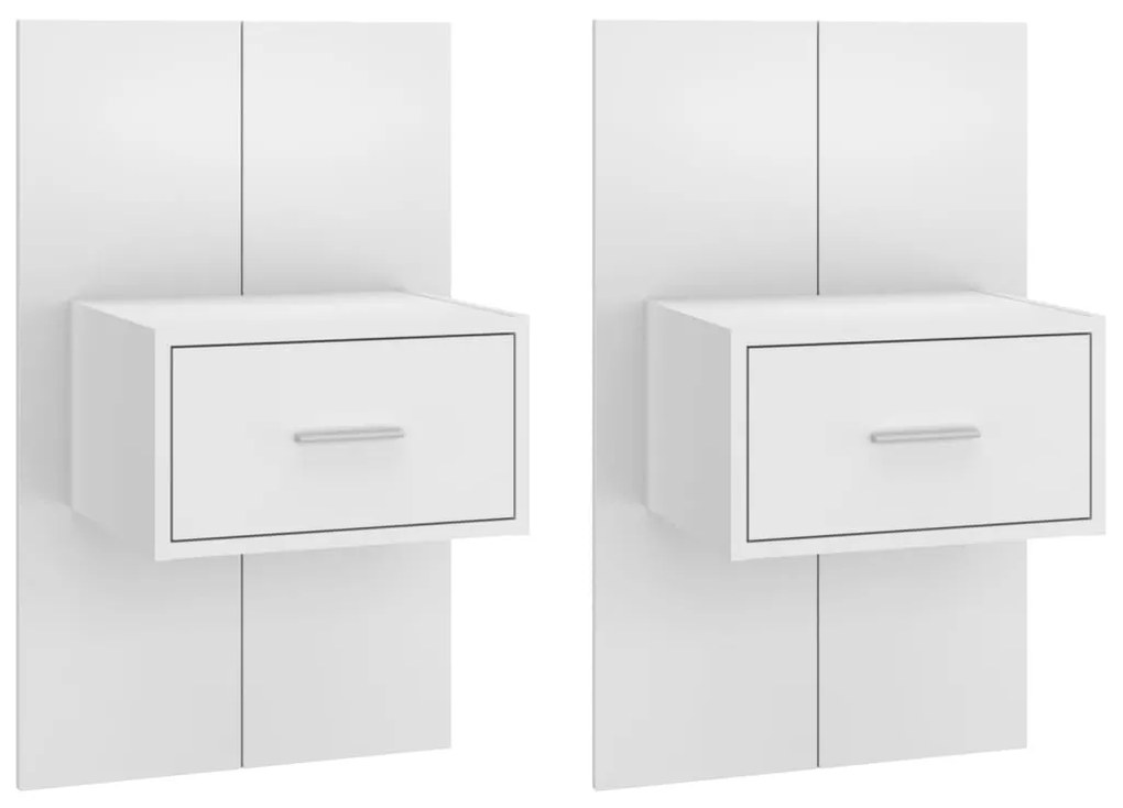 810984 vidaXL Noptiere de perete, 2 buc., alb extralucios