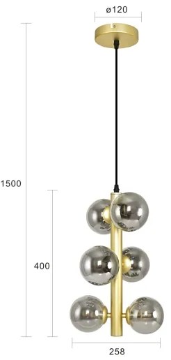 Lustră LED pe cablu Brilagi MILLA 6xG9/3W/230V auriu/fumuriu