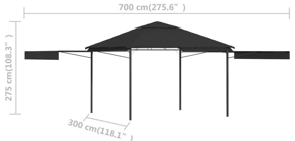 Pavilion cu acoperis dublu extins 3x3x2,75 m antracit 180 g m   Antracit