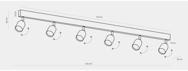 Spot TOP 6xGU10/10W/230V auriu/negru