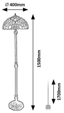 Brilagi - Lampadar Tiffany cu vitralii GARLAN 2xE27/60W/230V