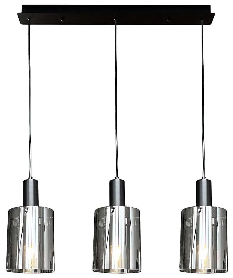 Lustră pe cablu ARCADIA 3xE27/60W/230V negru/fumuriu