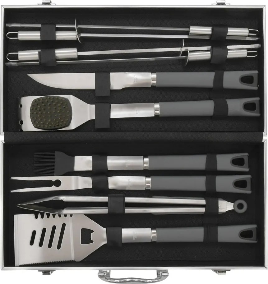 Set 11 ustensile de grătar cu servietă Cattara Alu Grey Line