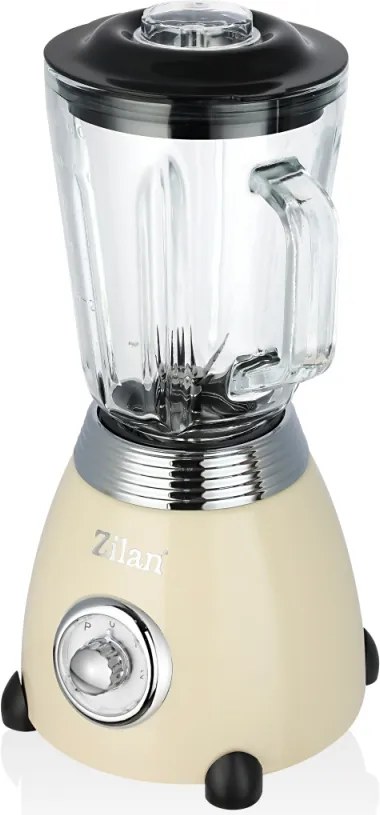 Blender Retro Zilan ZLN1207, putere 500W, capacitate 1.5L, 2 trepte de viteza, functie Pulse, vas din sticla, lame din otel inoxidabil
