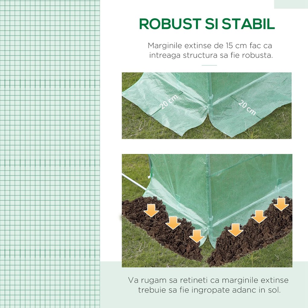 Outsunny Prelata Sera 6×3×2 m – Cu 12 Ferestre, Usa Rulanta si Margini | Aosom Romania