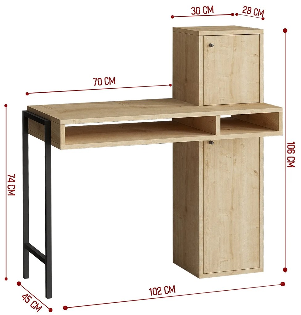 Masă PC Dove (Stejar + Negru). 1073558