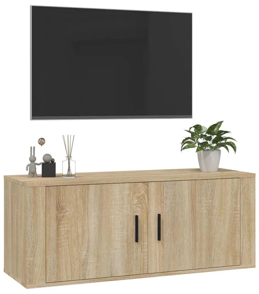 Dulap TV montat pe perete, stejar sonoma, 100x34,5x40 cm 1, Stejar sonoma, 100 x 34.5 x 40 cm