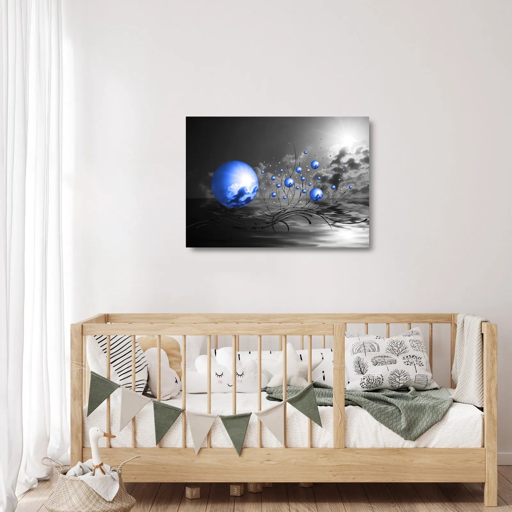 Tablou pe sticlă bilelor albastru închis (70x50 cm)