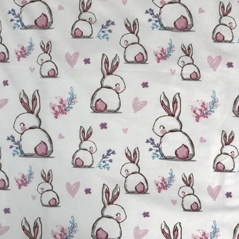 Lenjerie de pat din bumbac pentru patut BUNNY SWEET alb Dimensiune lenjerie de pat: 40 x 60 cm | 100 x 135 cm