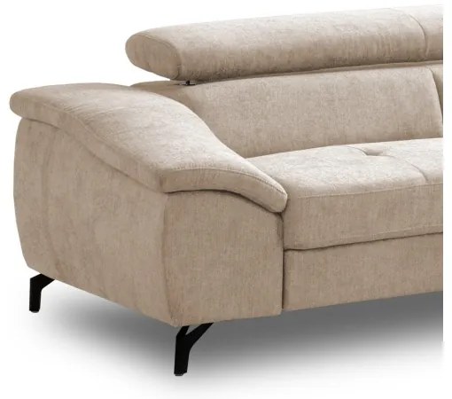 Canapea colțar extensibilă cu spațiu depozitare, model BRESCIA, pe dreapta, bej