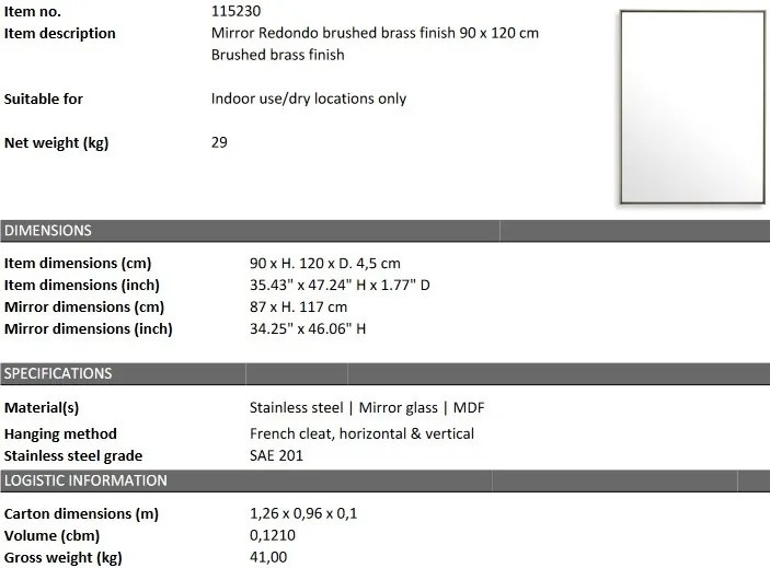 Oglinda design LUX Redondo, alama periata 90x120cm 115230 HZ