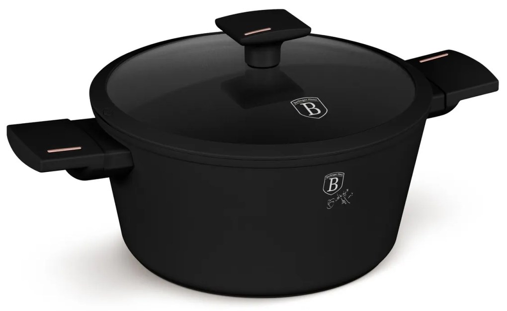 Oală cu capac 24 cm, 4.5 L Berlinger Haus BH 7087, Monaco Collection, strat de titan, curățare ușoară, elegantă