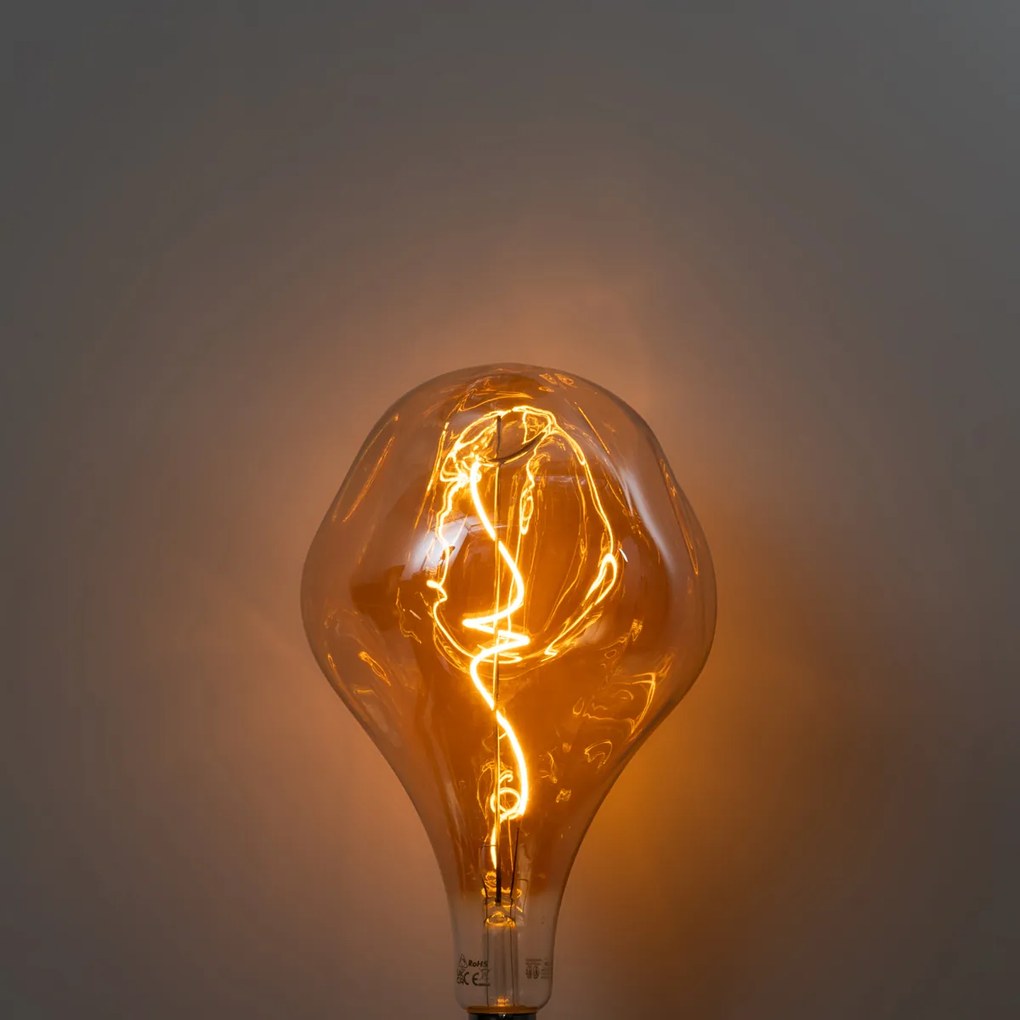 Lampă LED E27 dimabilă cu filament spiralat PS160 auriu oglindit 6W 100 lm 1800K