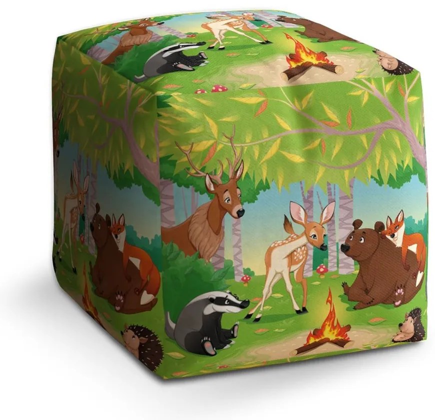 Taburet Cube animăluțe de pădure 2, verde