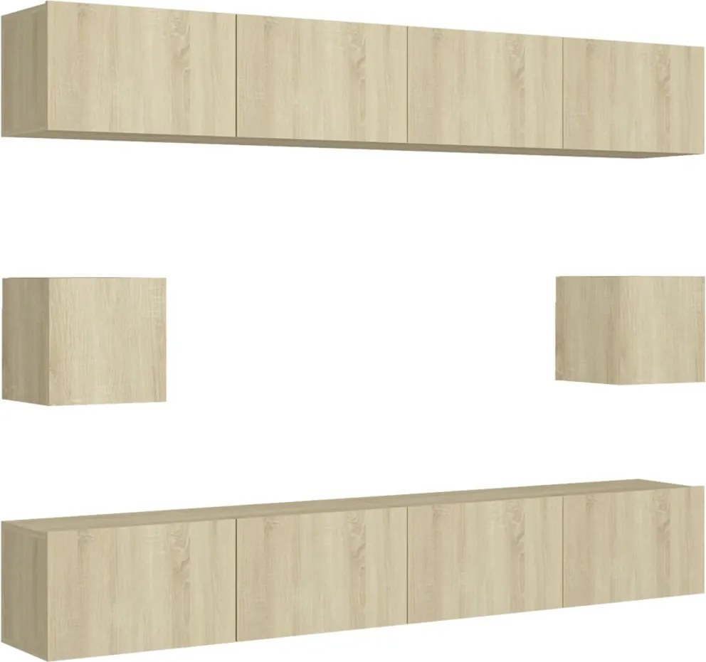 vidaXL Set de dulapuri TV, 6 piese, stejar sonoma, lemn prelucrat