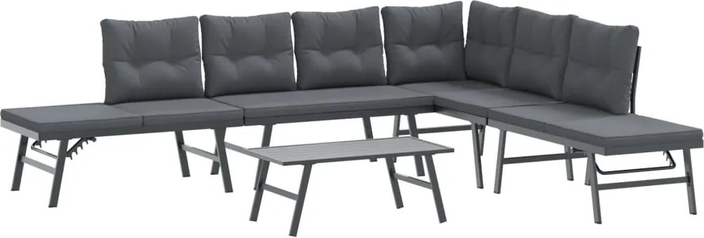 vidaXL Bănci de grădină cu perne 5 buc negru oțel vopsit electrostatic