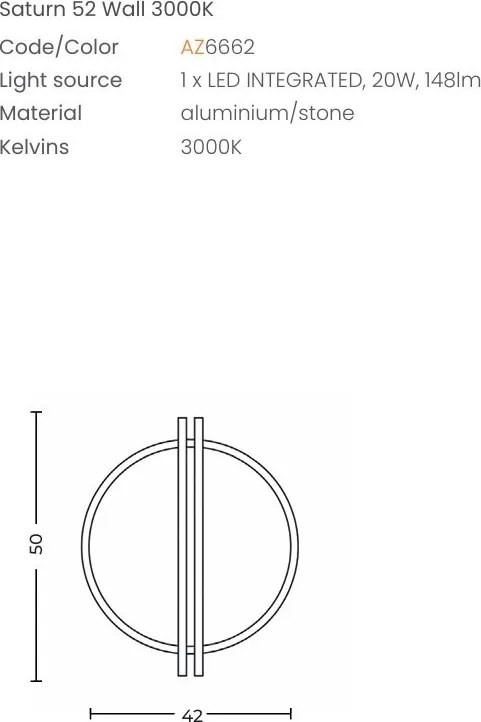 Aplica LED lumina ambientala SATURN 52 WALL 3000K