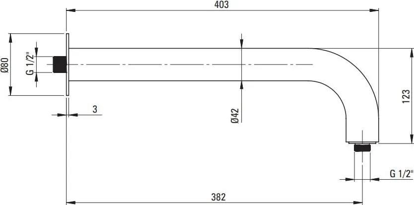SILIA – Țeavă de duș, montare pe perete, 380 mm (NQS_C41K) Finisaj: Bronz periat🚿✨