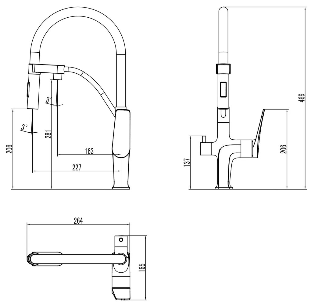 Baterie bucatarie Lemark Comfort pentru filtru de apa, crom/gri - LM3074C-Gray-EU