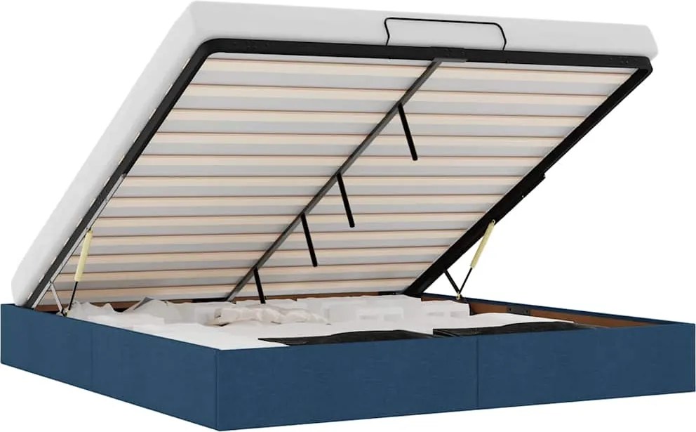 vidaXL Cadru pat otoman fără saltea Albastru 160x200 cm țesătură