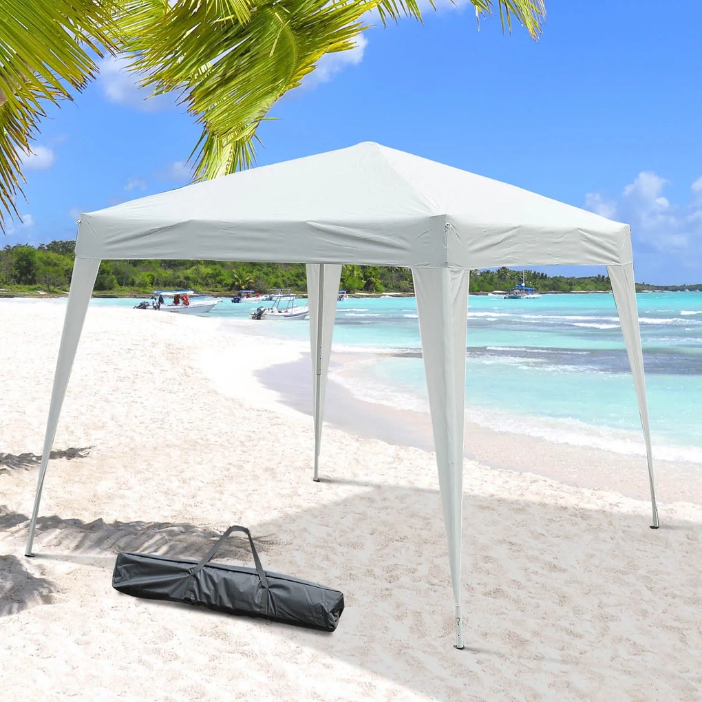 Outsunny Gazebo Pop-Up Impermeabil, Alb, 2.4x2.4 m, Ușor de Montat, Ideal pentru Petreceri și Evenimente în Aer Liber | Aosom Romania