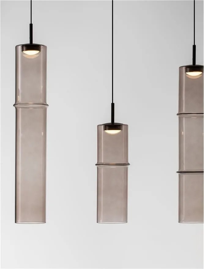 Lustra moderna cu 5 pendule LED, Metal, Sticla, Moca, SANO