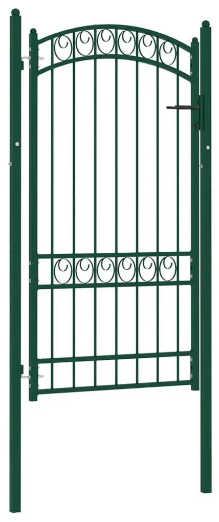 Poarta de gard cu arcada, verde, 100x175 cm, otel Verde, 100 x 175 cm