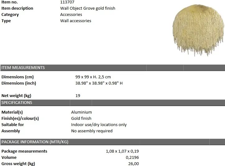 Decoratiune pentru perete design LUX Grove 113707 HZ