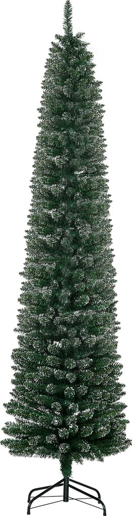 HOMCOM Brad de Crăciun Slim cu 624 Ramuri, Bază Pliabilă, Plastic și Metal, 56x56x225 cm, Verde | Aosom Romania